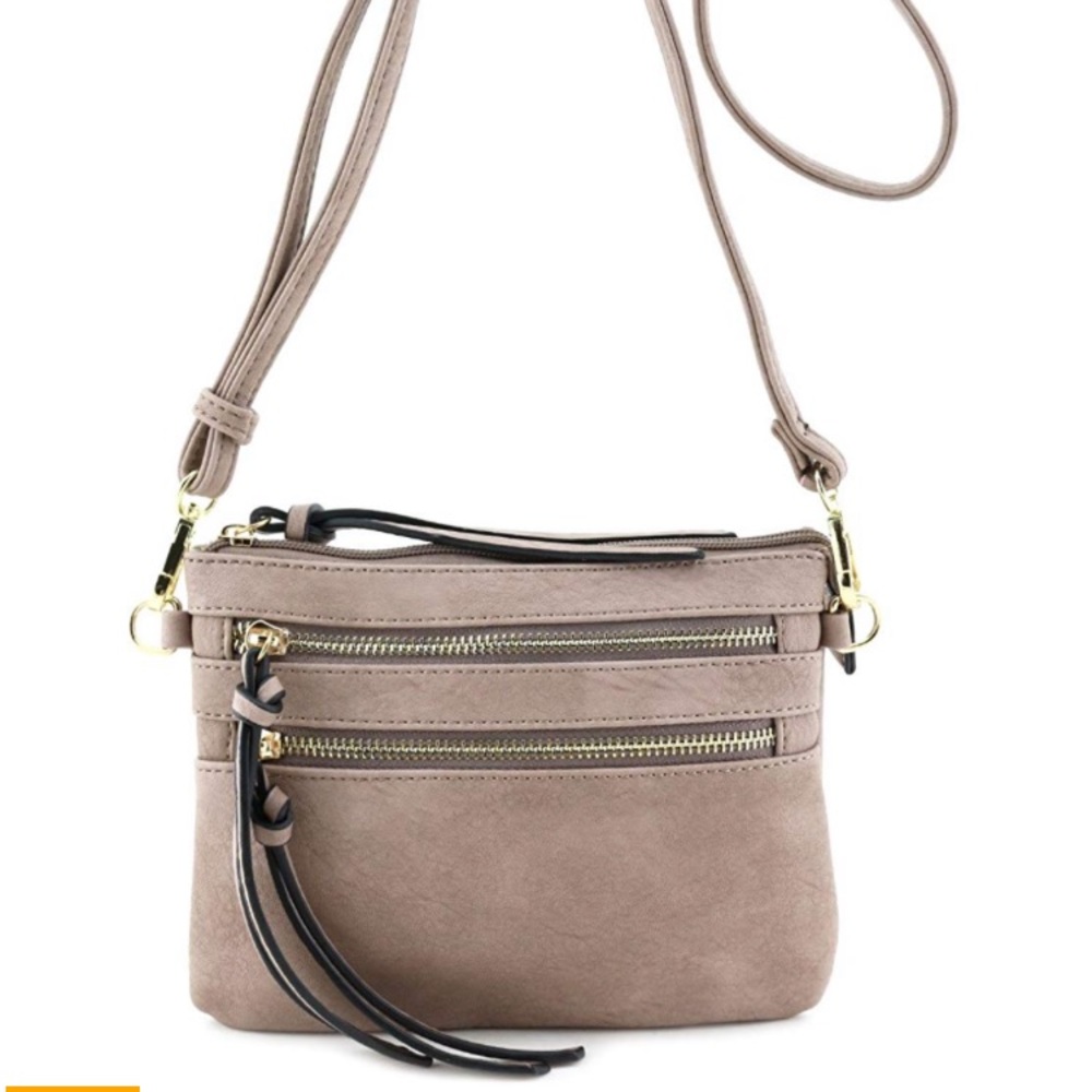 Multi-Pocket Small Crossbody Bag in Taupe / Gray